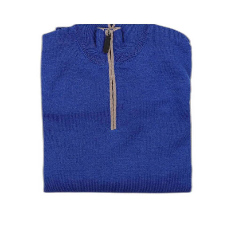 NEW HAGEN men's quarter zip in ocean/tan